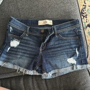 Hollister Blue Jean Shorts Distressed Mid-Length